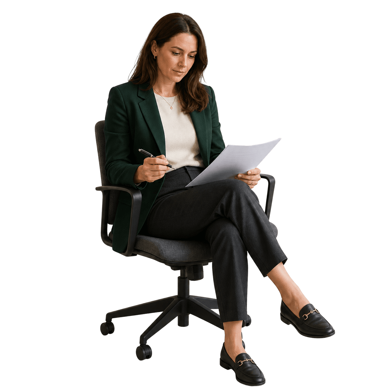 Business owner reviewing paperwork